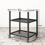 Outsunny Outdoor Grill Cart with Stainless Steel Tabletop, 3-Tier Pizza Oven Stand with Adjustable Shelf, Hooks, Wheels, Black