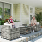 Outsunny Six-Piece Modular Rattan Sofa Set - Light Grey