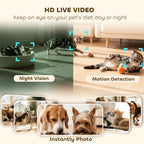 PawHut Automatic Cat Feeder for 2 Cats with HD Camera?2.4G & 5G WiFi Pet Food Dispenser 6L APP Control