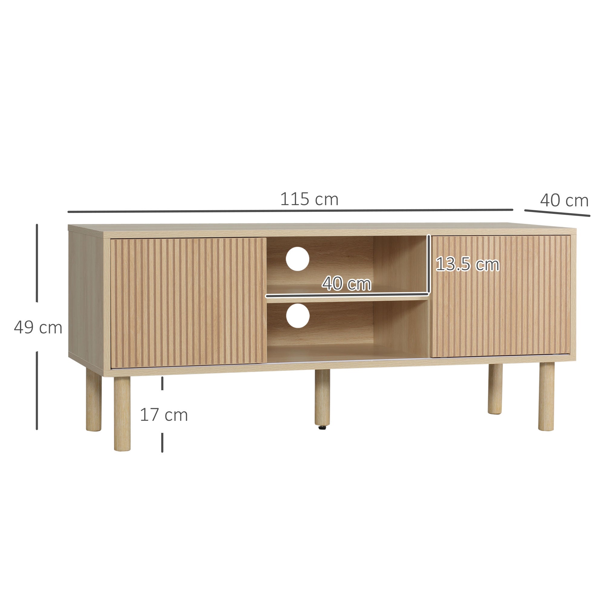 Sliding Door TV Cabinet Stand - Oak Wood-Effect