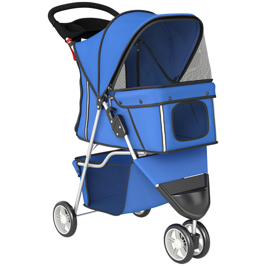 PawHut 3 Wheel Pet Stroller for Small and Miniature Dogs, Blue