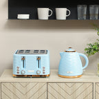 3000W 1.7L Kettle & 4 Slice Toaster, Kettle and Toaster Set with 7 Browning Controls and Crumb Tray, Light Blue