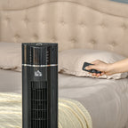 Anion Tower Fan for Bedroom, 42 inch, 6 m/s Powerful Velocity, Standing Floor Fan with 60° Oscillating, 3 Modes, 3 Speeds, 8 Hour Timer, LED Display, Remote Control, Black