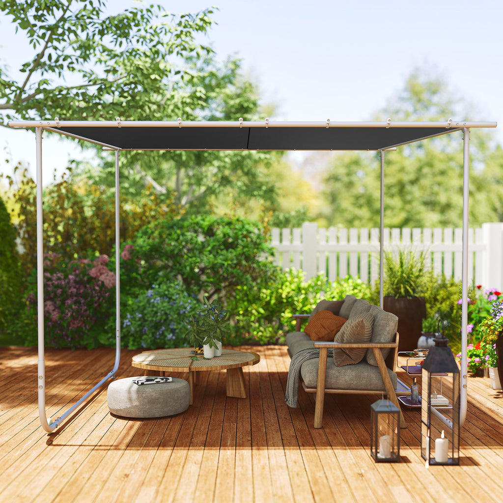 Outsunny 3 x 3(m) Mobile Pergola Kit, Portable Garden Gazebo with Wheels & UV-Resistant Canopy, Dark Grey