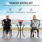 Outsunny 3 Pieces Garden Dining Set for 2, Cast Aluminium Outdoor Dining Set with 2 Armchairs and Round Dining Table with Parasol Hole, Garden Furniture Bistro Set, Brown
