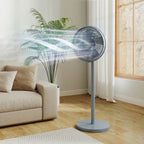 40 cm Standing Fan, Cooling Floor Fan with 80° Oscillating, Adjustable Tilt and Height, 4 Speed, Remote Control, Grey