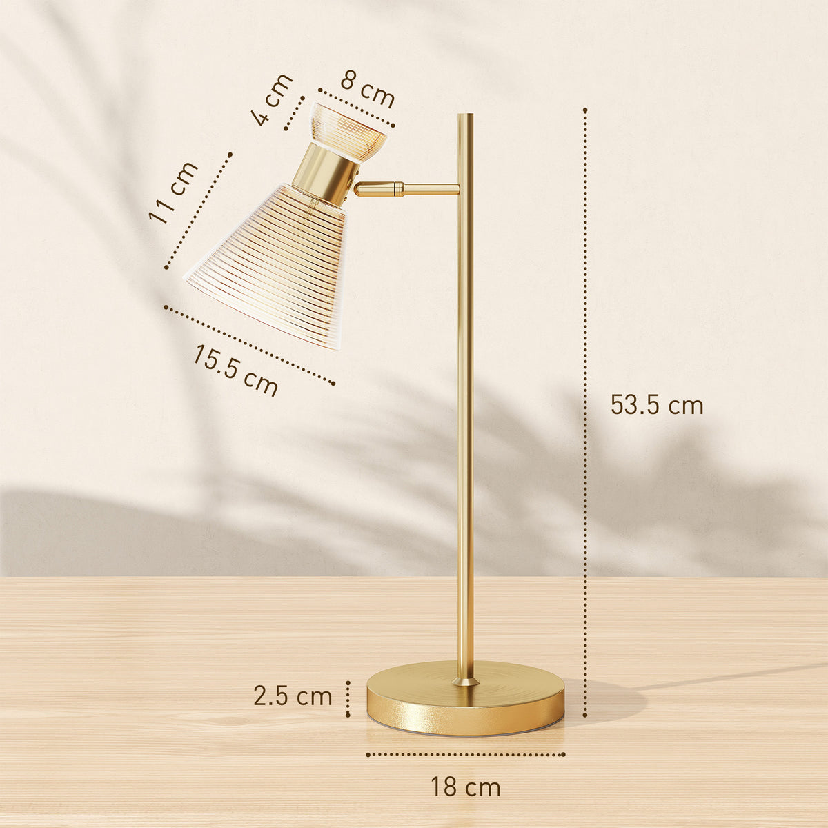Modern Table Lamp, Bedside Lamp with Adjustable Flower-Shaped Head and E27 Socket for Living Room Bedroom Study, Bulb Not Included, Gold Tone