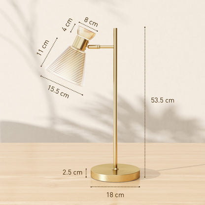 Modern Table Lamp, Bedside Lamp with Adjustable Flower-Shaped Head and E27 Socket for Living Room Bedroom Study, Bulb Not Included, Gold Tone