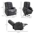 HOMCOM Electric Riser Recliner Armchair? Oversized Chair with Cup Holder & Side Pockets for Elderly in Living Room, Charcoal Grey