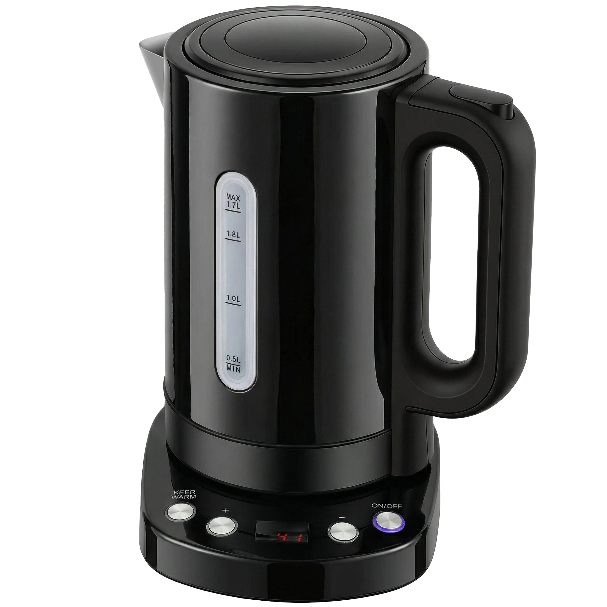 Electric Kettle, 1.7L, Fast Boil, 3kW Water Kettle with UK Strix Thermostat, Keep Warm Function, LCD Base, Black
