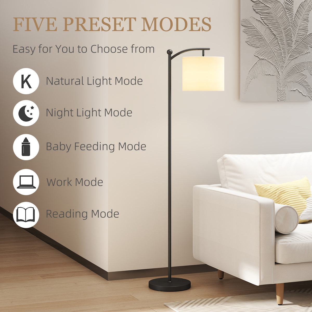 LED Floor Lamp with Remote Control - Black