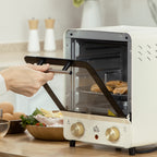 Mini Oven, 15 Litres Electric Oven and Grill with 60-230? Adjustable Temperature, 60 Minute Timer, Include Baking Tray, Wire Rack and Crumb Tray, 1000W, Cream White