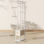 Floor Lamp with Shelves, LED Column Modern Standing Lamp with Fabric Drawer, Adjustable Brightness, Foot Switch for Living Room, Bedroom, Office, White