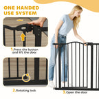 PawHut Metal 74-87cm Adjustable Pet Gate Safety Barrier w/ Auto-Close Door Black