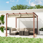 Outsunny 3 x 3 m Retractable Roof Pergola - Natural Wood Finish