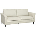 HOMCOM 3 Seater Sofa, Modern Fabric Sofa Couch with Spring Cushion, Rubber Wood Legs, 191cm Upholstered Settee for Living Room, Bedroom, Home Office, Guest Room, Cream White