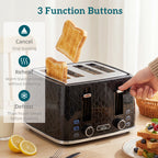 Kettle and Toaster Set, 1.7L 3000W Rapid Kettle with Strix Thermostat, 4 Slice Toaster with 7 Browning Controls, Black