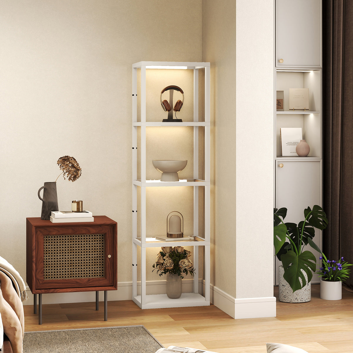 Four-Shelf Floor Lamp - Bleached Oak
