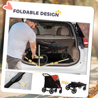 PawHut Foldable Pet Stroller, with Universal Wheels, Shock Absorber, for Medium and Large Dogs - Red