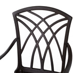 Outsunny 5 Pieces Garden Dining Set for 4, Cast Aluminium Outdoor Dining Set with 4 Armchairs and Round Dining Table with Parasol Hole, Garden Furniture Bistro Set, Brown