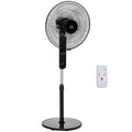 18" Pedestal Fan, Oscillating Standing Fan with Remote Control, Floor Fan with Adjustable Height, 3 Speed, 7.5-Hour Timer, Black