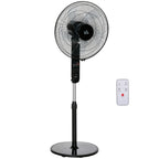 18" Pedestal Fan, Oscillating Standing Fan with Remote Control, Floor Fan with Adjustable Height, 3 Speed, 7.5-Hour Timer, Black