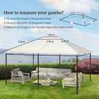 Outsunny 3 x 4m Gazebo Canopy Replacement Cover, Gazebo Roof Replacement (TOP COVER ONLY), Cream White