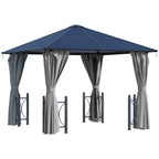 Outsunny 3 x 3(m) Hardtop Gazebo Canopy with Polycarbonate Roof, Alloy Aluminium Frame, Black