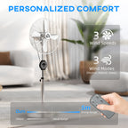16" Metal Pedestal Fan with Oscillating, Adjustable Height - Silver Tone