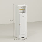 HOMCOM Small Bathroom Storage Cabinet with Toilet Roll Holder - White