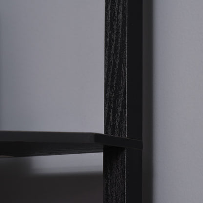 Corner Floor Lamp with Shelves, Tall Standing Lamps for Living Room, with Pull Chain Switch Bulb not Included, Black