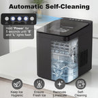 Countertop Ice Maker Machine Self-Cleaning Compact Ice Machine with Ice Scoop and Basket Black