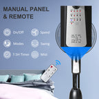 18" Pedestal Fan with Water Mist Spray, Humidifying Misting Fan, Standing Fan with 3 Speeds, 2.8L Water Tank, Timer and Remote, Black