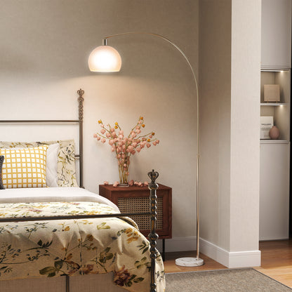 Floor Lamp for Living Room, Modern Standing Lamp with Shade & Foot Switch for Bedroom, Office, White