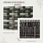 Outsunny Seven-Piece Rattan Dining Set with Tempered Glass Table Top and Parasol Hole - Grey
