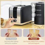 Stainless Steel Kettle and Toaster Set, 1.7L 3000W Fast Boil Kettle & 2 Slice Toaster Kitchen Set with 7 Level Browning Controls, Defrost, Reheat, Auto Off, Boil-dry Protection, Black