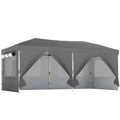 Outsunny 3 x 6 m Pop Up Canopy with UV50+ Protection Garden Gazebo with 6 Sidewalls, Dark Grey