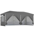 Outsunny 3 x 6 m Pop Up Canopy with UV50+ Protection Garden Gazebo with 6 Sidewalls, Dark Grey