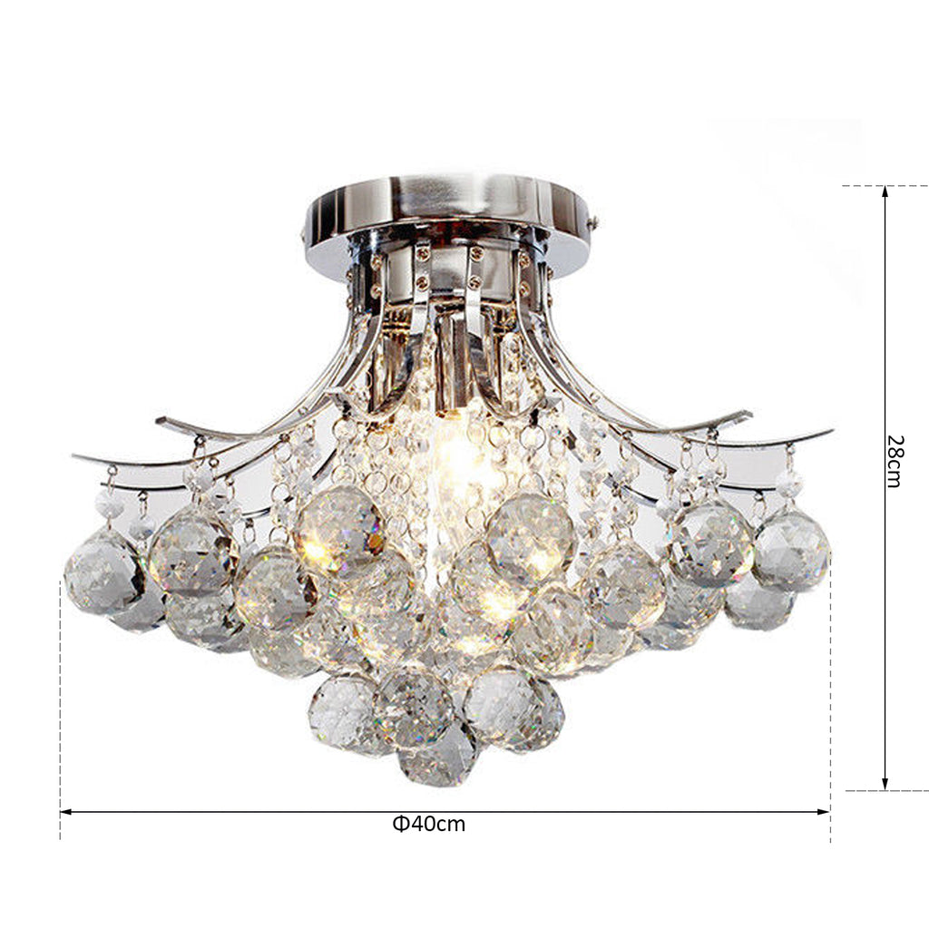 Crystal Chandeliers, 40cm K9 Droplets Ceiling Light with 3 E14 Bulb Base, Pendant Lights for Living Room, Bedroom, Dining Room, Hallway, Kitchen