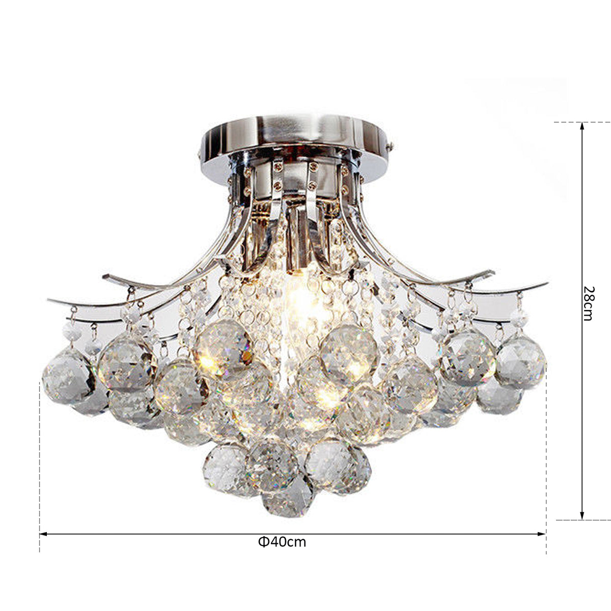 Crystal Chandeliers, 40cm K9 Droplets Ceiling Light with 3 E14 Bulb Base, Pendant Lights for Living Room, Bedroom, Dining Room, Hallway, Kitchen