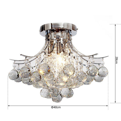 Crystal Chandeliers, 40cm K9 Droplets Ceiling Light with 3 E14 Bulb Base, Pendant Lights for Living Room, Bedroom, Dining Room, Hallway, Kitchen