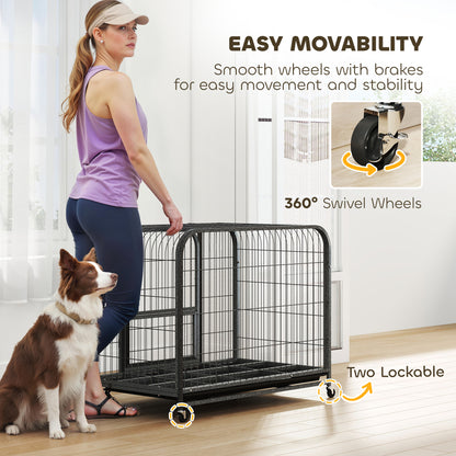 PawHut Heavy Duty Dog Crate,93 x 58 x 76 cm, Large Dog Cage for Small to Medium Breeds