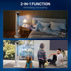 Air Cooler with LED Display and Remote Control, Oscillating Ice Cooling Fan with 3 Speeds, 4 Modes, 12 Hour Timer, White