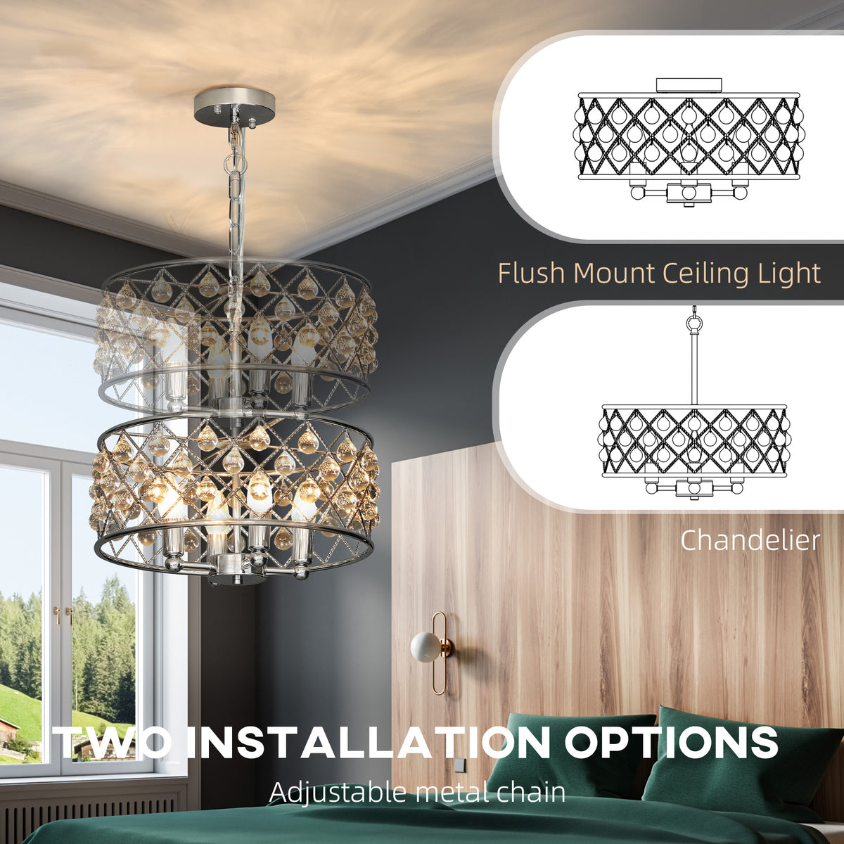 51 Crystallite Four-Bulb Chandelier - Silver-Tone