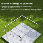 Outsunny Retractable Pergola Cover, 2.55 x 2.5 m Replacement Canopy Fabric for 3 x 3 m Frame, Roof Top Only, Tan