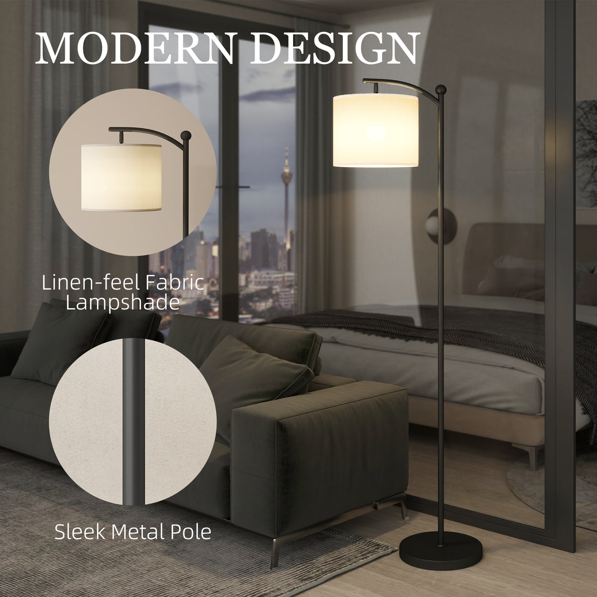 LED Floor Lamp with Remote Control - Black