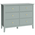 HOMCOM Fluted Dresser, 6 Drawer Chest of Drawers for Bedroom, Living Room, Hallway, Closet, Green