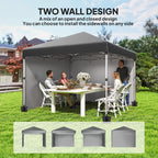 Outsunny 3 x 3 (M) Pop Up Gazebo, UPF 30+ with 2 Sidewalls, Leg Weight Bags and Wheeled Bag, Height Adjustable Party Tent Event Shelter for Garden, Patio, Dark Grey