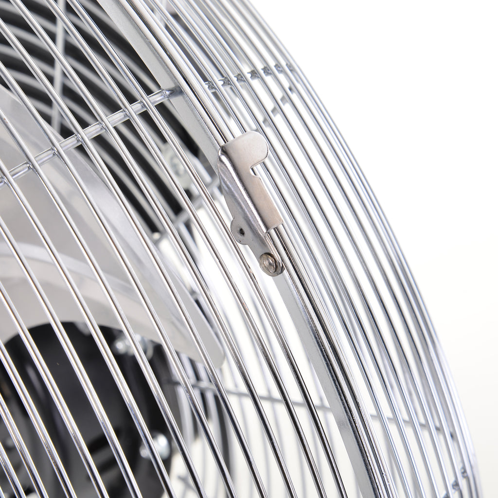 18" Chrome Metal Floor Fan with Tilting, High Velocity, 3 Speed, Portable Gym Fan for Home Office, Silver
