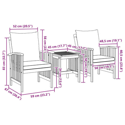 Kron Acacia 3 Piece Garden/Patio Set - 45cm